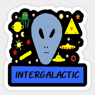 Colorful Intergalactic Design on Black Background Sticker